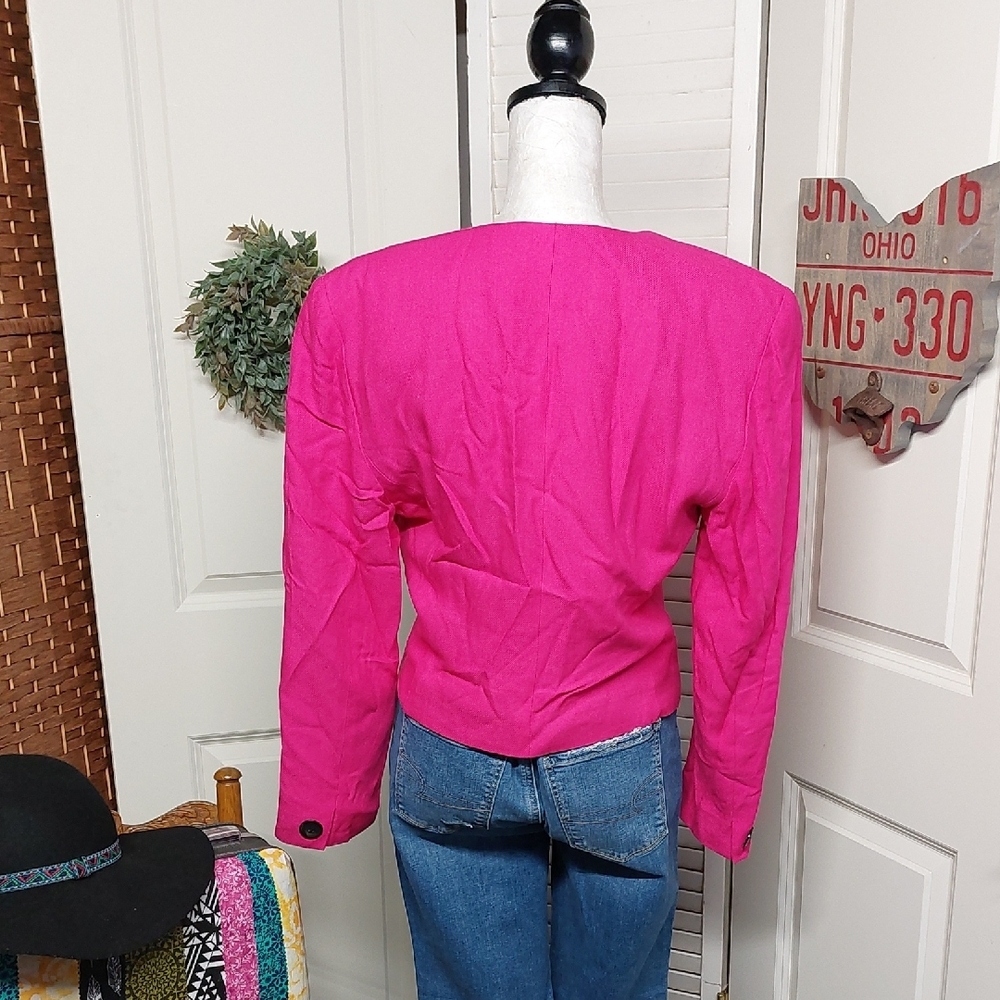 Vintage 1980s Hot Pink Women's Blazer Whitley Gilbert Vibes - Picture 2 of 6